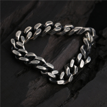  Xiran industrial style S925 sterling silver bracelet mens handmade motorcycle rock hardcore retro thick heavy industry trendsetter