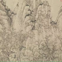 Qing Hongren freehand landscape map axis high-definition electronic picture decoration spray identification copy Chinese painting material
