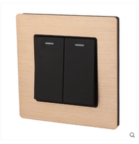 Beqiao A8-002 2 2 Champagne Gold Aluminum Alloy Two Open Dual Control Switch Electrical Panel Wall Switch Socket