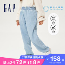 Gap Girl Cotton Linen Loose Flower Buds Jeans 837197 Spring 2022 New Childrens Slim Fit Light Broadlegged Pants
