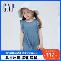 Gap female young children cute butterfly sleeve denim dress 960957 summer 2021 new childrens clothing pure cotton princess dress