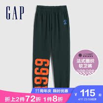 Gap boy print French style lap weaver pants 838134 2022 spring new childrens clothing bouquet foot sports pants tide