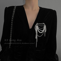 85 degree gray retro pearl chain stream Sushi bra needle female design senior pin - chest accessories