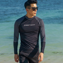 New wetsuit mens split sunscreen long sleeve swimsuit large size snorkeling suit quick-drying surf jellyfish suit black