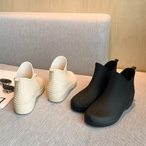 Japanese fashion wild shoes womens short tube rain boots low-top water shoes kitchen waterproof non-slip car wash buy vegetables rubber shoes summer