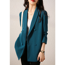 Sandro Moscoloni acetic acid small suit women jacket 2021 Spring and Autumn New temperament commuter blue suit