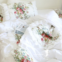 Imported European and American French style oil painting Princess pure cotton crushed flowers INS wind lace bedside bed with supplies bed skirt four pieces