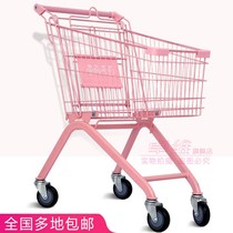 Pink shopping cart girl photo props Supermarket shopping cart White net red cart photography props trolley