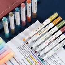 Color highlighter set Morandi retro student hand account marker pen learning rough key mark pen color pen