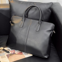 Hong Kong mens bag fashion leather Hand bag simple shoulder bag cowhide travel documents computer bag briefcase