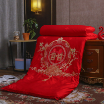 Wedding silk quilt Heinewed by great red pink full cotton Longfeng embroidery quilt cover New room with wedding quilt Winter quilt core 8 catties