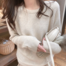 Knitted Cashmere base shirt Womens Autumn and Winter Korean New Cashmere Sweater Crewneck Thickened Loose Interior Sweater