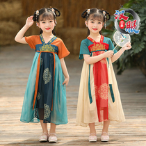 Childrens summer girls short-sleeved costume Super fairy princess Hanfu skirt childrens clothing Chinese style Tang dress Super fairy dress