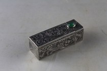 Italian silver lipstick box (Western collectibles-craft antique silverware-home art decorations)