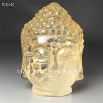 Antique Antique old Tibetan Folk encounter old material Crystal Shakyamuni Buddha head to ward off evil spirits small ornaments gift collection