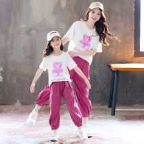 New pro-Submount Summer Girls suit T-shirt 90% pants Two sets Mother women dress Short sleeves casual summer dress foreign air