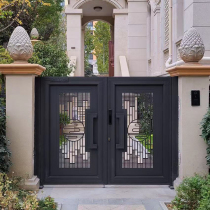 Aluminum garden villa gate alloy garden New Chinese antique country custom fence small single double pair open door