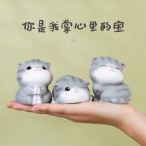 Japanese creative cute kitty baby doll mini simulation small animal model miniature pendulum gift