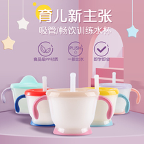 Richell Childrens straw training cup Household baby drinking cup Baby drinking cup Learning cup