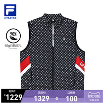 FILA ATHLETICS Philharmonic official mens down vest 2021 Winter new full printed down vest