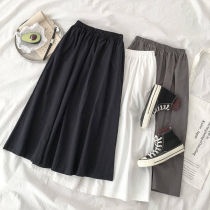 Spring and Summer 2020 new high waist overfitting skirt womens size fat mm medium length a long dress pleated skirt retro