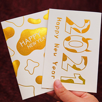 2021 Full version bronzing New Year greeting card with pearlescent paper envelope Congratulation New Year card Custom Ox Blessing greeting card