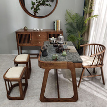 Balcony tea table and chair combination new Chinese kung fu tea table solid wood tea table Zen simple household small bubble tea table table