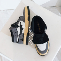 Autumn and winter niche plush cotton shoes womens shoes 2021 New ins tide wear aj high-top sneakers board shoes
