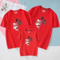 Guochao parent-child dress summer 2021 new family of three four cotton T-shirt mother and daughter foreign style short sleeves