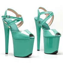 Leecabe European and American waterproof platform super high-heeled pole dancing sandals host catwalk 20CM patent leather high-heeled shoes 1B