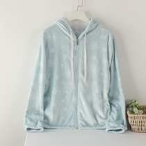 Foreign trade ladies silky flannel coral fleece long sleeve hooded coat can be worn out for autumn and winter light and warm