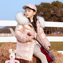 Anti-season new Bala Yuyan childrens down jacket Girls  middle and long female middle and large children 2021 new shiny coat