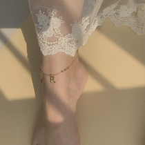 JRNJ custom letter net red anklet 14K gold wrapped simple fashion non-fading girl personality Korean ankle chain