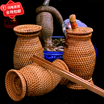 Vietnam new autumn dried flower pen holder professional tea ceremony six gentleman tube tea tray accessories rattan open vase direct sale
