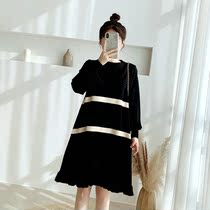 Korea pregnant women dress autumn and winter New loose fashion sweater skirt 2021 New pregnant women autumn suit