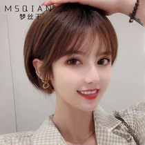 Wig Short hair female summer full headgear Real hair Full real hair Suitable for round face hairstyle Age reduction natural short wave wave head