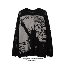 XPKAEAX original Tide brand hole sweater High Street hiphop men and women American oversize loose sweater