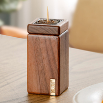 Black walnut toothpick box shake sound Net red creative tooth tube household portable storage box cute toothpick bucket American