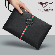 Seven Wolverine Handbag Men Genuine Leather Large Capacity 2022 New Boomer Hand Grab Bag Mens Head Layer Soft Bull Leather Hand Grip Bag