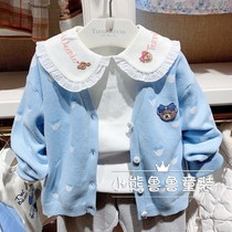 22 Spring Festival Little Bear Girls casual cartoon jacquard knit cardio-hoodie TKCK225251Y