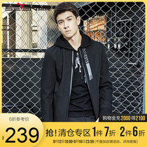 Qi brand mens windbreaker coat fashion casual long baseball collar young new men