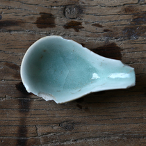 Qing Dynasty Mid-term Qianlong Jiaqing Period Qing Glaze Bean Green Glaze Spoon Residual Pieces Old Porcelain Pieces Specimen Ancient Porcelain Pieces