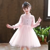 Girls dress 2021 Autumn New Autumn Sweater Dress Autumn Net Red foreign gas children early autumn princess skirt