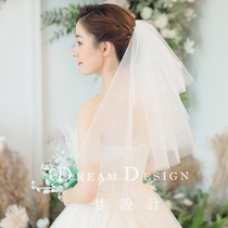 Retro plain yarn double-layer hard yarn short bridal registration veil cover-up simple travel photography Sen headwear accessories