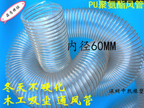 PU polyurethane duct HIGH temperature resistant copper plated steel wire hose TRANSPARENT vacuum ventilation pipe WOODWORKING vacuum pipe 60MM
