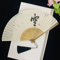 Chinese retro style summer cotton and linen fan antique Daily fan Japanese Hanfu photography photo men and women bamboo fan