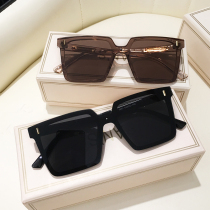 Large frame square sunglasses for mens driving black UV-proof couple sun glasses women trend big face