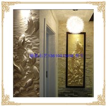 Sandstone relief Artificial sandstone entrance TV background wall brick Villa Sandstone sculpture Mural Sand sculpture relief carp