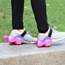 With auxiliary wheel PU hot wheels roller skates Four-wheel storm walking shoes Childrens star wheel roller skates two-wheel travel tools