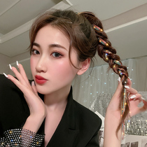 Woven hair color rope dirty braid head rope braid hair 2021 flash diamond chain ponytail embellishment headdress
